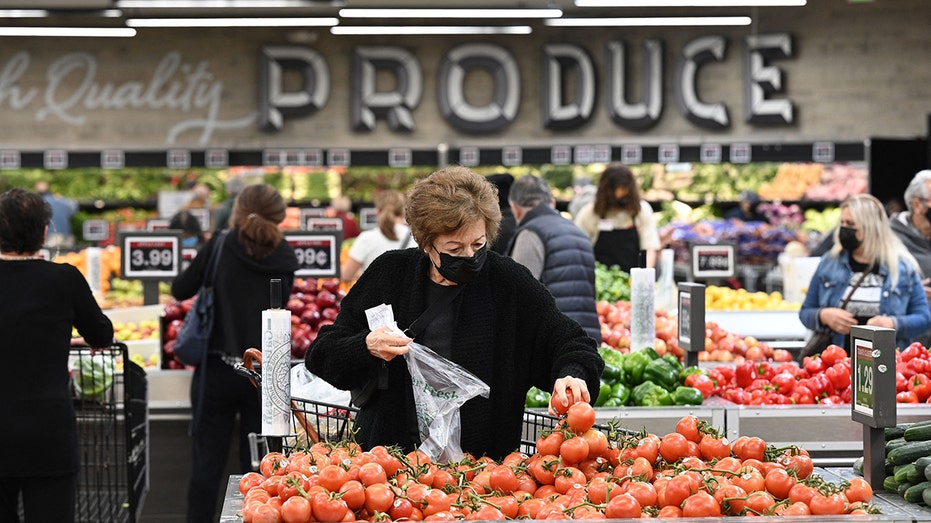 older woman shopping for produce